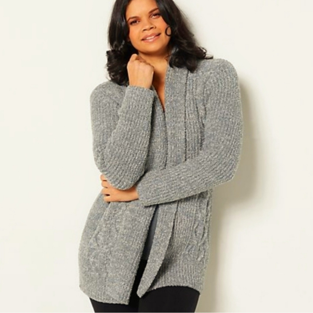 Barefoot Dreams Cozychic Cabin Cable Chunky Cardigan Sweater